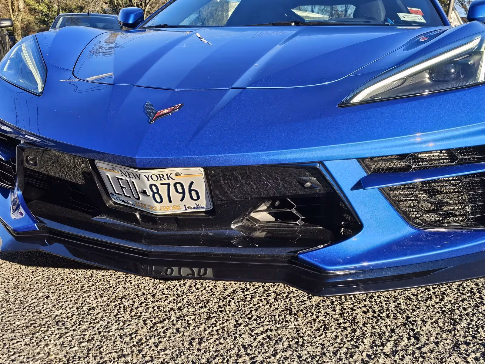 Close-up of Corvette front bumper and license plate